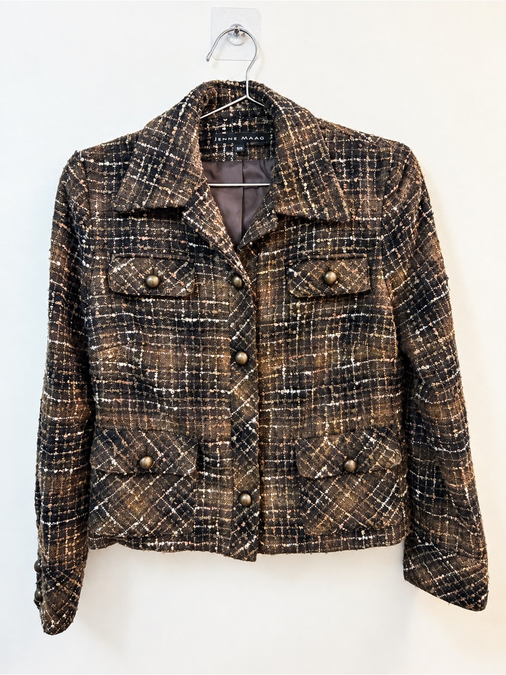 Brown Plaid Tweed Jacket